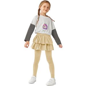 Resinta 3 Pack Girls School Uniform Pants Girls Leggings with Skirt Winter Warm Leggings (9-10 Years)