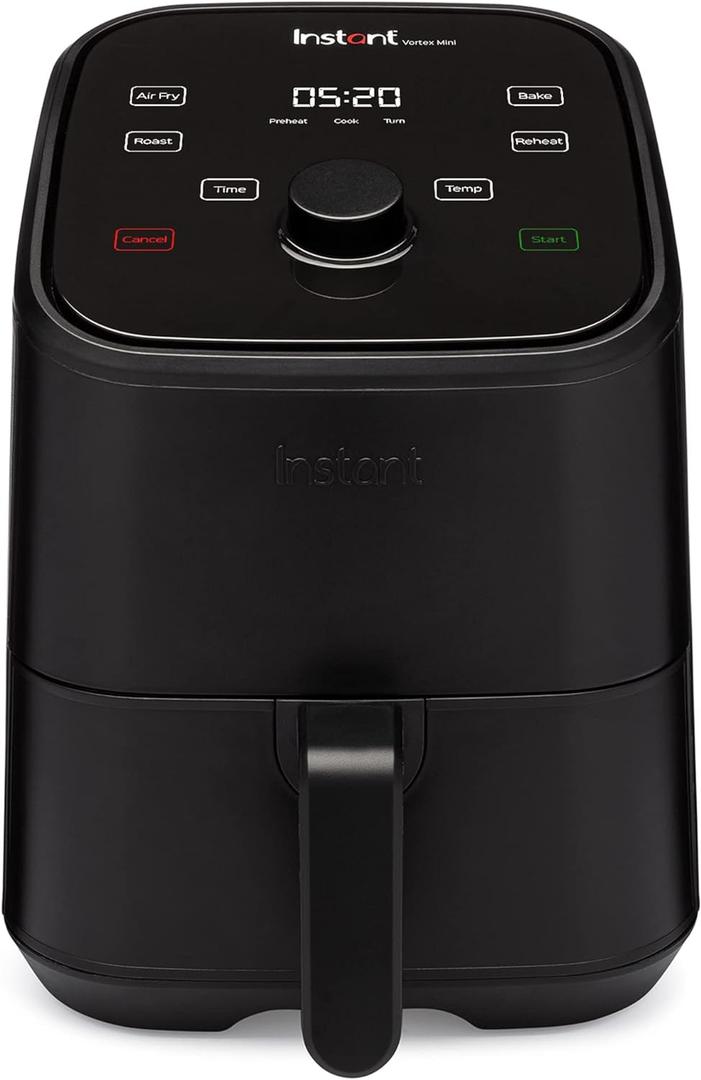 Instant Pot Vortex 2QT Mini Air Fryer,Small Air fryer that Crisps,Reheats,Bakes,Roasts for Quick Easy Meals, Includes over 100 In-App Recipes,is Dishwasher-Safe, from the Makers of Instant Pot, Black