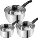 Stainless Steel Pot Set with Lid 6pcs,Sauce Pans 1QT & 2QT & 3QT Set,Triply Bottom Stainless Steel Pot Set
