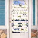 2 x Patelai 5 Pcs Eid Ramadan Islamic Wooden Wall Decor Eid Decorations for Home Start and End with Allah Wall Art Allah Pediment Inspirational Hanging Plaque Wreath for Islamic Muslim Supply(Blue)