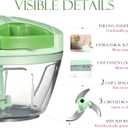 Ourokhome Manual Food Processor Vegetable Chopper, Portable Hand Pull String Garlic Mincer Onion Cutter for Veggies, Ginger, Fruits, Nuts, Herbs, etc., 500ml, Green