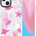 ChiCsFleur for iPhone 13 / iPhone 14 Case, TPU Phone case with Camera Protection for Women Girls Teens - Pink Preppy Sea Manta Y2K Shell Starfish Elegant Coral Ocean Gift Aesthetic Unique