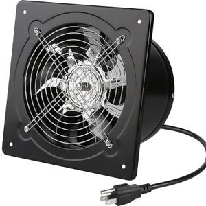 Exhaust Fan 78W Through-wall installation Ventilation Fans 110V Exhaust Fan with Plug 8 inch Exhaust Smoke Fan with Light Weight Pure Copper Motor for Kitchen Bathroom (Black)