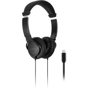 Kensington Classic EQ USB-C Headphone, 6 ft (1.8m) Nylon Braided Cord, for School, Kids, Adults, Padded Adjustable Headband, Black (K97602WWB)