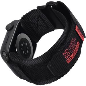 Nereides Compatible with Apple Watch Series 11 Band Series 10/9/8/7/6/5/4/SE/SE2, Nylon Sports Strap with Woven Design for 42mm/40mm/41mm/38mm (L, Black)