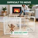 FXW AuraSpace Pro Acrylic & Wire Mesh Indoor Dog Playpen, 24" Height 8 Panels Metal Dog Pen for Puppies & Small Dogs, WhitePatented