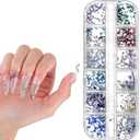 6 Boxes/72Gird 6000pcs Colorful Nail Art Rhinestones Charms, 3D Multi Shape Flatback Nail Jewels, Mini Nail Gem for Nails Art Design Heart Star Flower Nail Diamonds, Women Manicure Crafts DIY