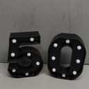 Pooqla Decorative Led Light Up Number Letters, Black Plastic Marquee Number Lights Sign for 50th Birthday Party Wedding Decor Battery Operated Black Decoration 50 (8.86 in)