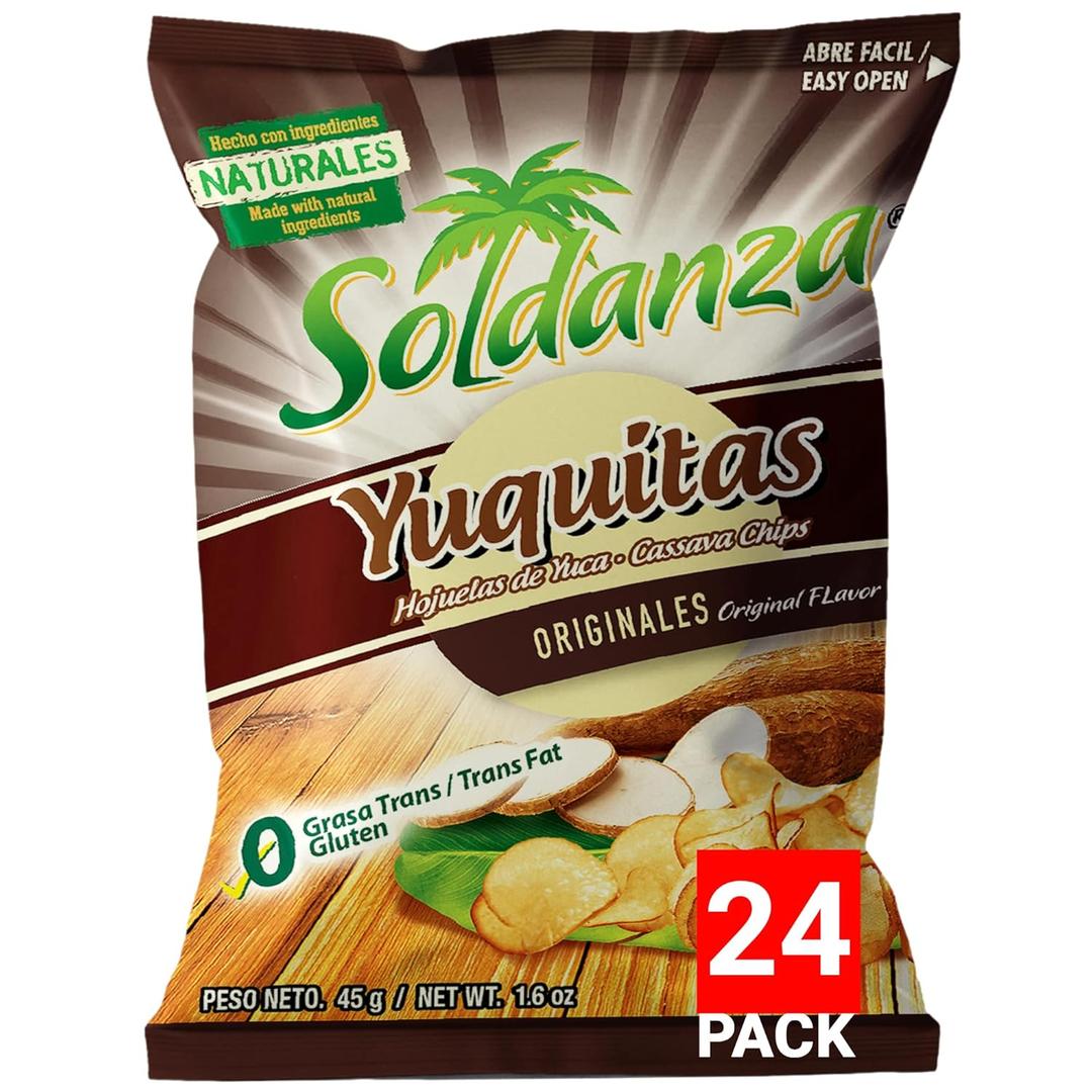 Soldanza Yuca/Cassava Chips, 1.59 Oz (Pack of 24), Best by 06/23/2025
