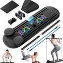 INSMEER Home Foldable Pilates Reforming Machine with Automatic Rebound Roller, Multifunction Abdominal Exercise Board Tension Rope Timer Reformer Set