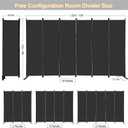 MAYOLIAH 6 Panel Folding Privacy Screen 9ft Wide, 6ft Tall Partition Room Divider Portable Office Walls Dividers, Black