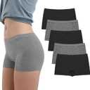 LALESTE Women's Boyshort Underwear Full Coverage Seamless Panties Soft Stretch Boxer Briefs 5 Packs (S)
