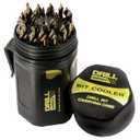 Drill America 29 Piece Cobalt Stepped Point Drill Bit Set in Round Case w/Gold Oxide Finish for Drilling Acrylic, Steel, Hard Metals, Sizes 1/16" to 1/2" x 64ths, GSC Series ZMGSC29J-PC