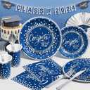 2026 Graduation Decorations - 245 PCS Grad Disposable Dinnerware(Serve 25) & Graduation Party Supplies With Congrats Paper Plate Cup Napkin Tablecloth Backdrop Balloon Kit - Navy Blue Sliver