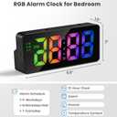 2 Pack Alarm Clock for Bedroom, RGB Digital Clock Large Display, Dual Alarm Clocks for Bedrooms Heavy Sleepers, Plug-in Desk Clock with Temperature, Dimmable Night Mode, Battery Backup(White+Black)