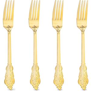 Ciaell 200PCS Gold Plastic Forks - Heavy Duty Plastic Forks - 7.48 Inch Heavyweight Gold Forks - Disposable Dessert Forks Perfect for Parties & Weddings & Dinners