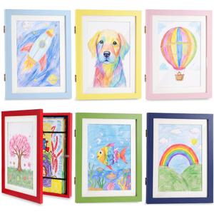 6 Pack Kids Art Frames 8.5x11 in, Front Opening Display