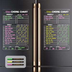 JJPRO Non-Magnetic Dry Erase Chore Chart for Fridge, 8.5"x13" Clear Reusable Chore Board, Dry Erase Chore Chart for Refrigerator,Cabinet,Wall&Glass, All Smooth Surfaces