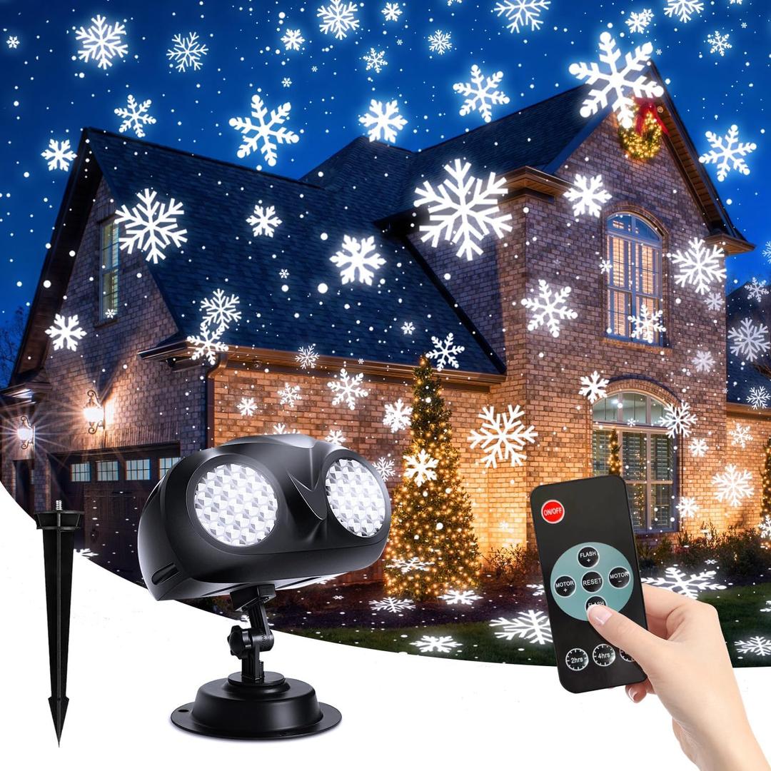 Trakxy Christmas Snowflake Projector Lights Outdoor Dynamic Owl Shape Rotating Snowfall LED Landscape Ceiling Light with Remote Control Timer for House Xmas Holiday Party Outside Decoration Projector (Black)