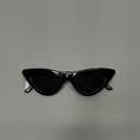 livho Retro Vintage Narrow Cat Eye Sunglasses for Women Clout Goggles Plastic Frame (Black Grey)