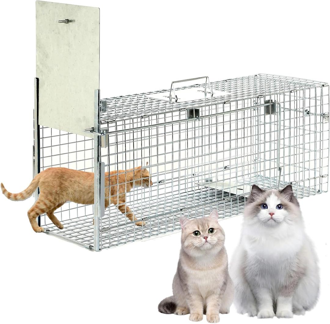 32 Inch Animal Trap Cage,Folding Live Animal Trap Cage for Stray Cats,Raccoons,Armadillos and Rabbits