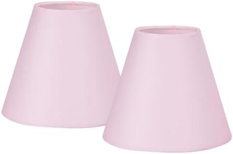 LAMPWELL GERO Pink Small Lamp Shades Clip on Bulb Set of 2,Mini Barrel Sconce Shades,Clip on Lamp Shade for Table Lamps Chandelier Shades,6"×3"×H5",Fabric Replacement Lamp Shades