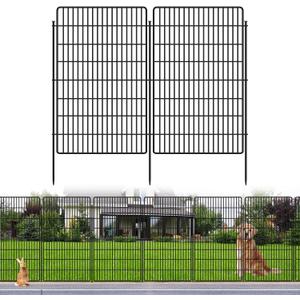 10 Panels Garden Fencing Animal Barrier, 48 in(H) X 24 Ft(L) Dog Fence Outdoor for Yard Rustproof No Dig Decorative Tall Garden Fence Metal Wire Panel Border Rabbit Ground Stakes Fencing