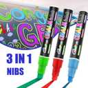 Window Chalk Markers for Cars Glass Washable, 20 Colors Jumbo Liquid Chalk Marker Pens with 10mm 3 in 1 Nib Wide Tips, Big Chalkboard Markers Car Window Paint Pens for Auto, Bistro, Mirror, Poster