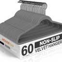HOUSE DAY Grey Velvet Hangers 60 Pack, Non Slip Felt Hangers, Heavy Duty Velvet Clothes Hanger, Ultra Slim Hanger Space Saving, Perfect for Shirt, Suits, Pants