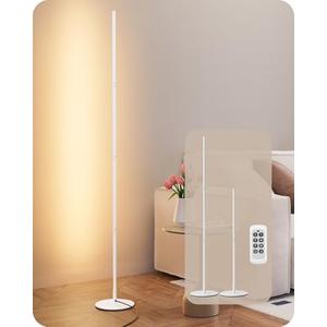 EDISHINE Corner LED Floor Lamp, 57.5" Dimmable Corner Light with Remote, 3 Color Temperature 3000K-4500K-6000K, Minimalist Floor Lamp for Bedroom, Living Room, Office, White