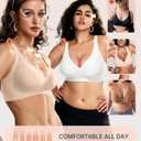 OEAK Womens Deep V Bras Wireless Comfortable Bra Supportive No Underwire Bras Tshirt Push Up Bralettes Plunge Seamless Bra (Beige, S)