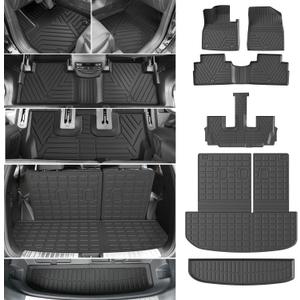 powoq Floor Mat Compatible with 2020-2025 Hyundai Palisade Cargo Mat TPE Trunk Mat Cargo Liner Replacement for 2020-2023 2024 2025 Hyundai Palisade Accessories (Cargo Mat+Floor Mat+Lower Trunk Mat)