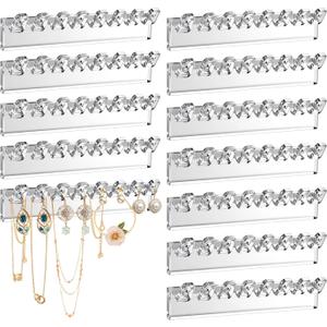 12Pcs Self-Adhesive Necklace Organizer, Necklace Holder Wall Mounted, Hanging Jewelry Organizer with 8 Hooks for Necklaces, Bracelets, Rings, Earrings and Jewelry Display (3.7inch Long)
