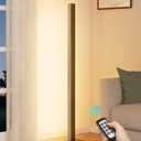EDISHINE Wood LED Corner Floor Lamp, Modern Dimmable Light with Remote, Minimalist Standing Floor Lamps for Living Room, Bedroom, Office, 7 Color Temperature 2700~6000K, 48.43" (Natural)