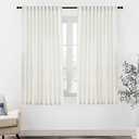 XTMYI 70 x 63 Inch Length Living Room Curtains,Linen Short Wide Bay Window Curtains for Bedroom,Set of 2 Panels,70x63 in Long,Cream Ivory