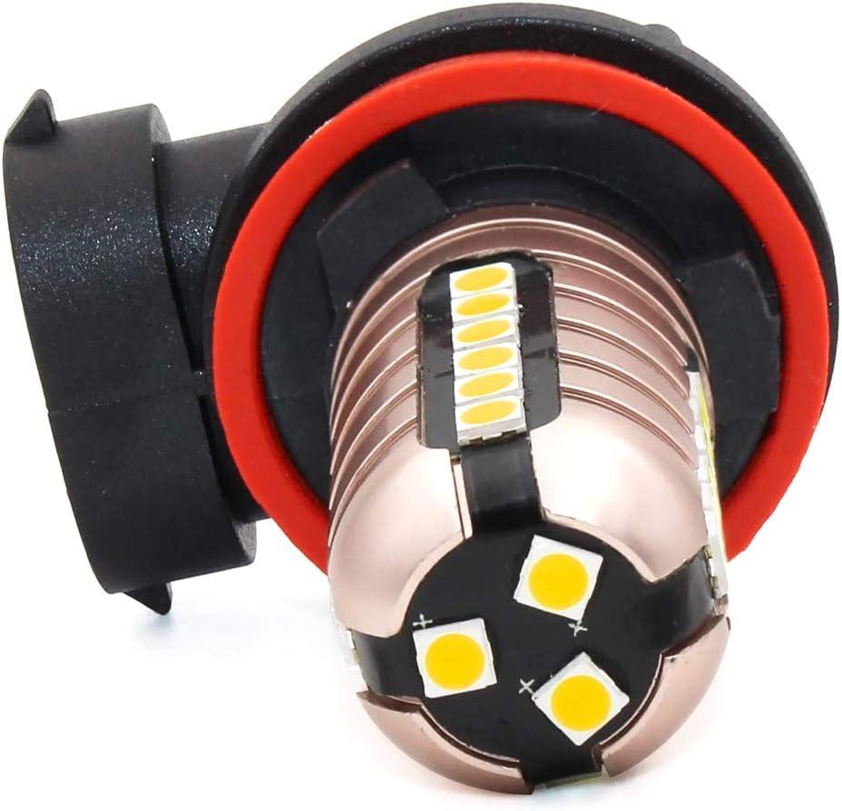 PHINLION 3000 Lumens Golden Yellow H11 LED Fog Light Bulbs Super Bright 3030 27-SMD H8 H16 LED Bulb Replacement for DRL or Fog Lamps, 3000K Yellow