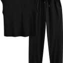 BTFBM Women's Two Piece Tracksuit Outfits Summer Short Sleeve Tops Long Pants Jogger Lounge Matching Sets Sweatsuit (Medium)