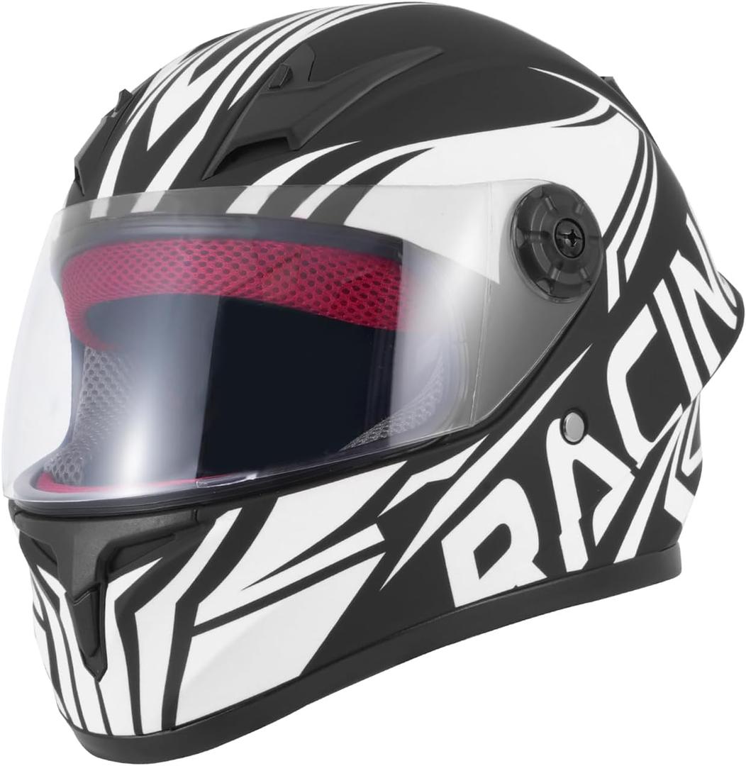 Kids Full Face Motorcycle Helmet, Motocross ATV Dirt Bike Go-Kart 4-Wheeler Street Offroad Motorbike Helmet, DOT Approved (Small, White)