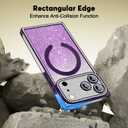 Misscase Magnetic Glitter Case for iPhone 17 Pro Max 6.9 Inch, Camera Protection, Compatible with MagSafe, Rectangle Cute Bling Sparkle Diamond Colorful Phone Cover, Drop-Tested & Shockproof-Purple