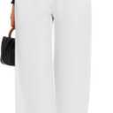 FUNYYZO Wide Leg Pants Women's High Elastic Waisted in The Back Business Work Trousers Long Straight Suit Pants (006# White (Thick)) S