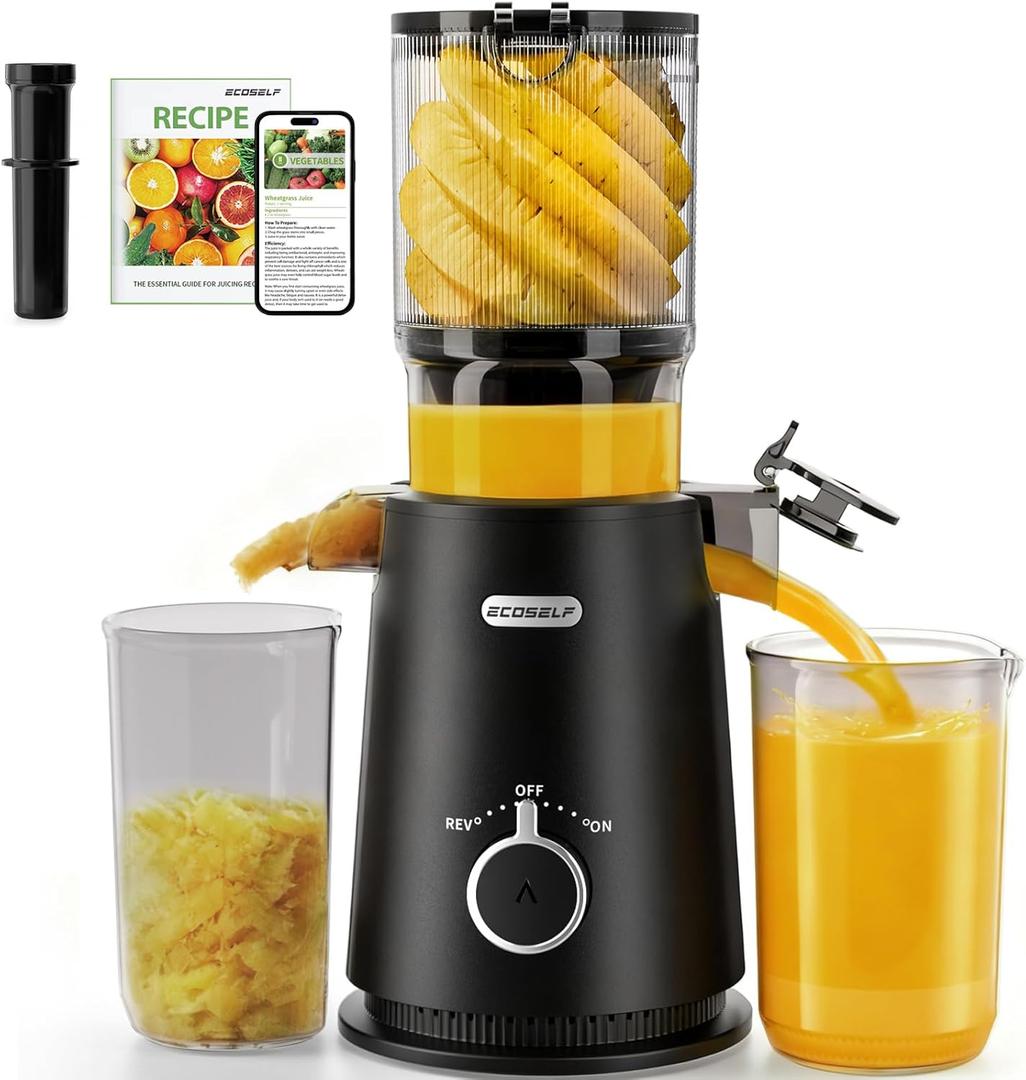 ECOSELF Cold Press Juicer  Wide Mouth Feed Chute with Self Feeding & HandsFree Design  Juice Extractor Machine for Fruits and Leafy Greens  Juicer Machines High Juice Yield & Easy to Clean