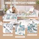 Couch Covers for Sectional L Shaped Sofa Cover with 2 Seat Cushion Cover-Print L-Shape Sofa Slipcovers,Washable 2 Seat l Shaped Couch Cover,Elastic Furniture Protector for Pets,Kid,Living Room