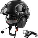 GREEN DEVIL Hard Hat Safety Helmet with Visor Bluetooth Ear Muffs and Headlamp 5 in 1 Full Protection Vented Work Hardhat ANSI Z89.1 Cascos De Construccion for Industrial Construction Forestry