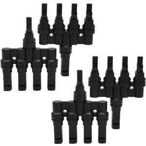 1500V DC Solar Branch Connectors,T Connector IP67 Waterproof,Solar Panel Connector FMMMM+MFFFF for Parallel Connection Between Solar Panels(2Pairs)