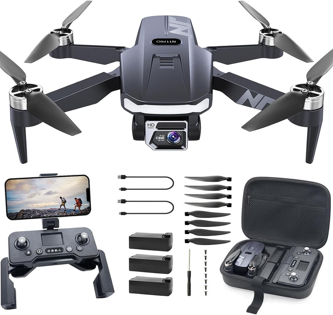N11 PRO GPS Drone with Camera for Adults 4K UHD, 90 Min Long Flight Time, Long Control Range, Auto Return, Follow Me, Brushless Motor, 5G FPV RC Quadcopter for Beginners (Cling Gloomy Brooding Coal Brilliant Warmth Glowing Amber Silver)