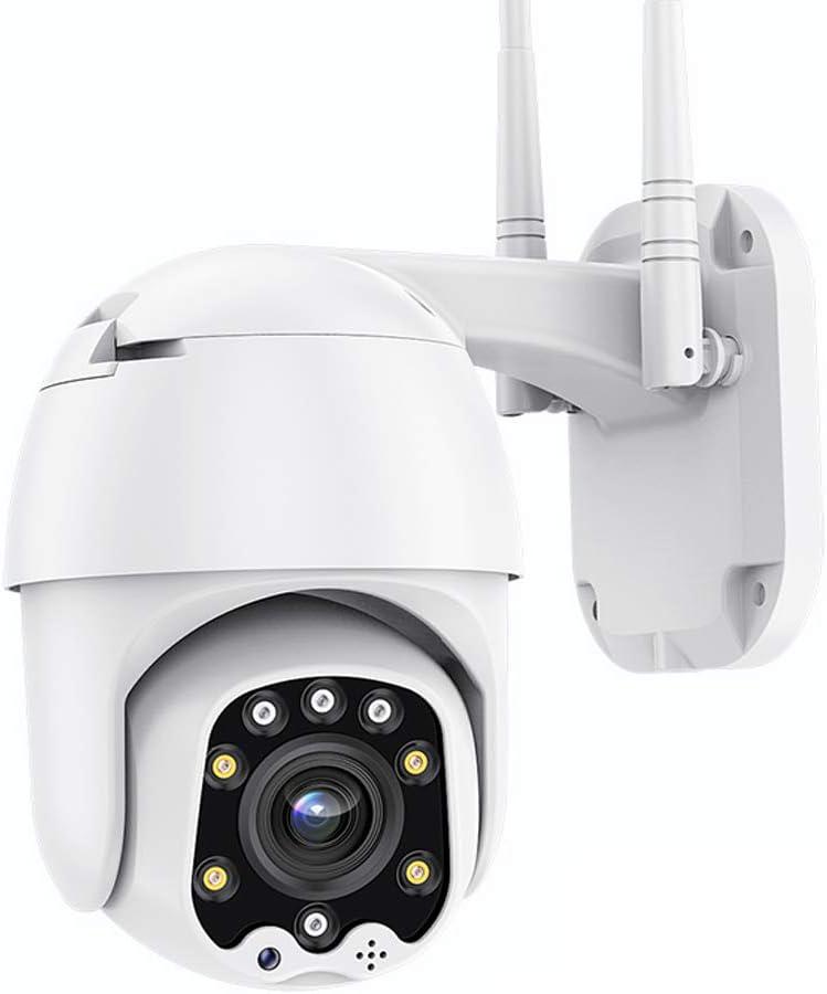 Outdoor PTZ WiFi IP Security Camera 1080P Home Surveillance Camera Pan/Tilt Two-Way Audio Motion Detection Color Night Vision Auto Tracking CamHiPro APP AT-200DW