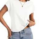 EasyGala Womens Cap Sleeve Crop Tops Cotton T Shirts Crewneck Loose Fit Short Sleeves Tee Summer Fashion Clothes 2026 A-White XL
