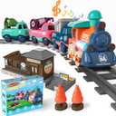 Electric Train Set for Toddlers & Kids w/Music, Lights & Tracks - First Choo Choo Train, Magnetic Connection, Birthday Gifts for Boys and Girls