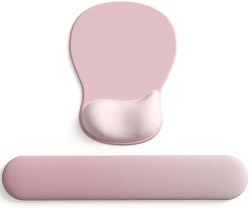  ErgoComfort Gel Wrist Rest Mouse Pad-Ergonomic Office Mousepad with Wrist Support-Non-Slip, Design Desk Accessories Mat for Home&Game Decor (09PinkSerenity Set)