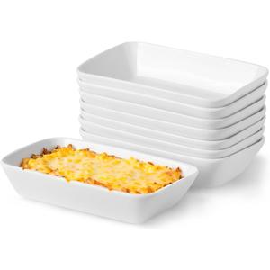13.5oz Ceramic Small Baking Dish 8 Pack, 7  4.3 x 1.5 Inch Rectangle Baking Dish for Oven, Small Rectangle Ramekin, Individual Portion Casserole Dishes in Microwave Air Fryer Toaster Oven